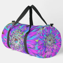 Trippy Abstrakt Aqua, Lima grün und Lila Dahlia Duffle Bag