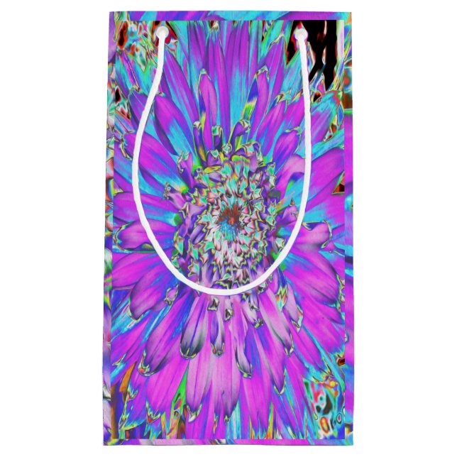 Trippy Abstrakt Aqua, Lima grün und Lila Dahlia Kleine Geschenktüte (Vorderseite)