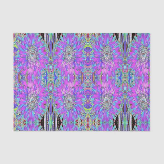 Trippy Abstrakt Aqua, Lima grün und Lila Dahlia Seidenpapier (Vorderseite)