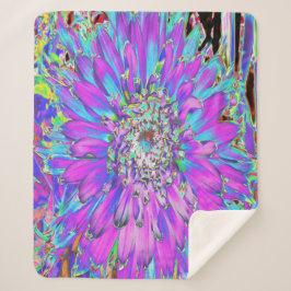 Trippy Abstrakt Aqua, Lima grün und Lila Dahlia Sherpadecke