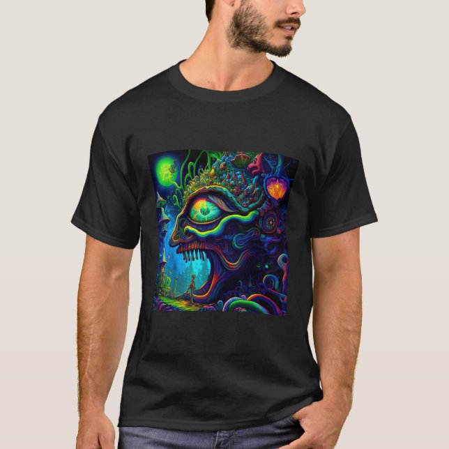Trippy Abstrakt Lizard Psychedelic T-Shirt (Vorderseite)