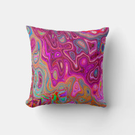 Trippy Abstrakt Magenta Rainbow Colors Retro Art Kissen