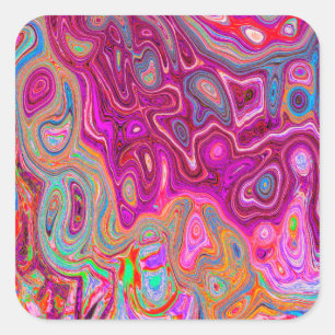 Trippy Abstrakt Magenta Rainbow Colors Retro Art Quadratischer Aufkleber