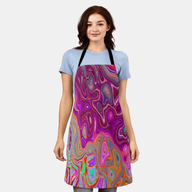 Trippy Abstrakt Magenta Rainbow Colors Retro Art Schürze (Getragen)