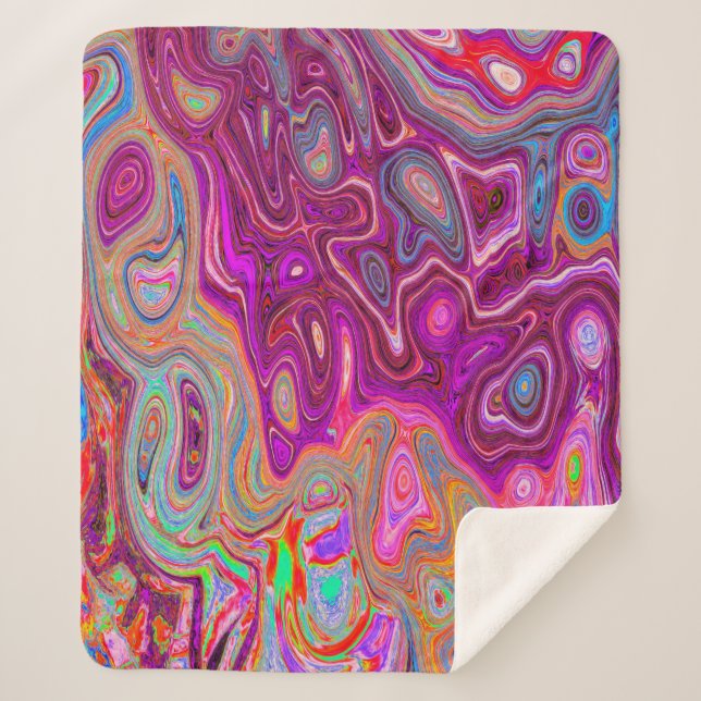 Trippy Abstrakt Magenta Rainbow Colors Retro Art Sherpadecke (Vorderseite)