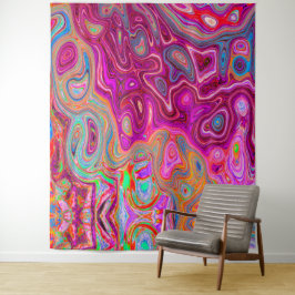 Trippy Abstrakt Magenta Rainbow Colors Retro Art Wandteppich