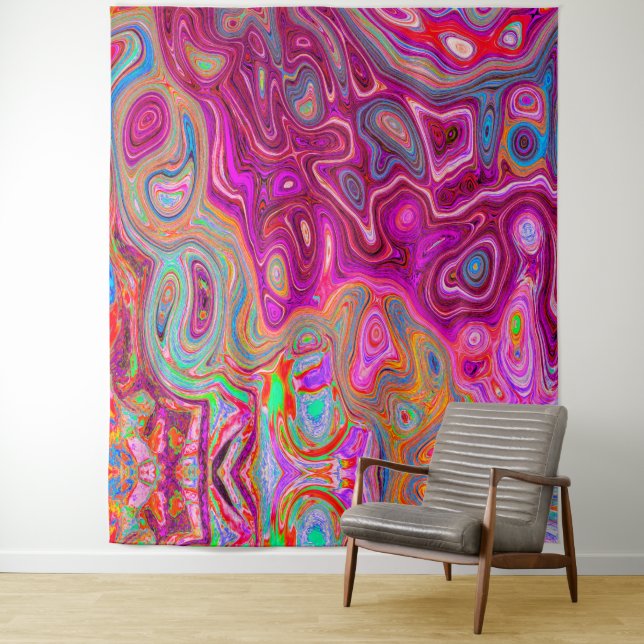 Trippy Abstrakt Magenta Rainbow Colors Retro Art Wandteppich (Beispiel)