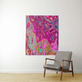 Trippy Abstrakt Magenta Rainbow Colors Retro Art Wandteppich