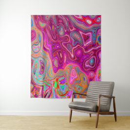 Trippy Abstrakt Magenta Rainbow Colors Retro Art Wandteppich