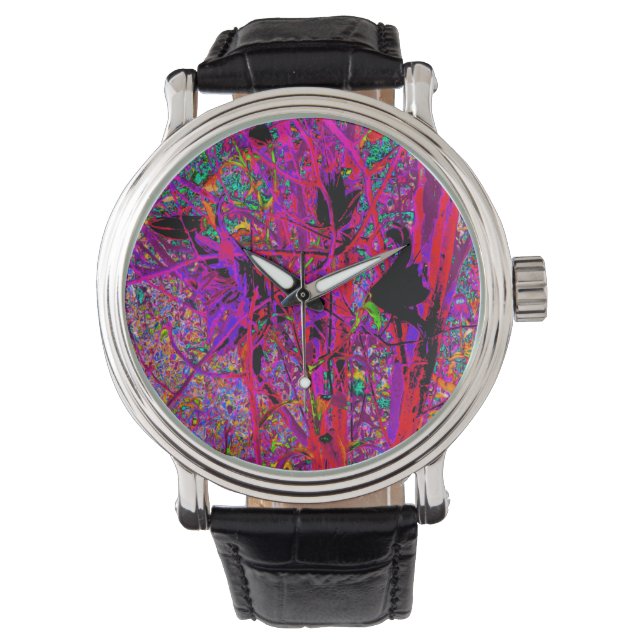 Trippy Abstrakt Rainbow Oriental Lily Blume Armbanduhr (Vorderseite)
