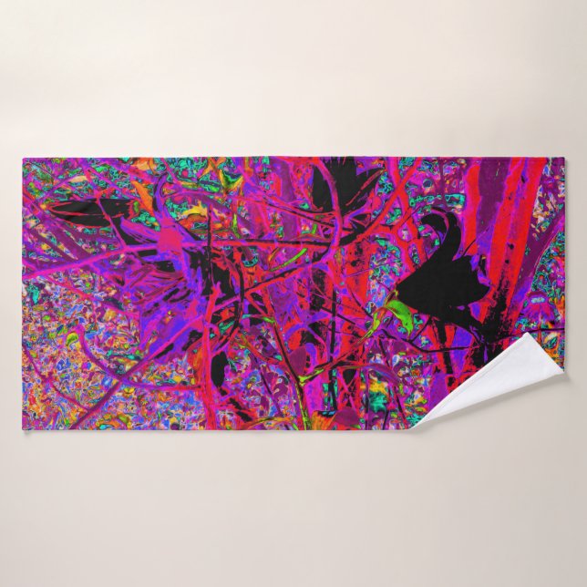 Trippy Abstrakt Rainbow Oriental Lily Blume Badehandtuch (Badehandtuch)