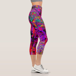 Trippy Abstrakt Rainbow Oriental Lily Blume Capri Leggings