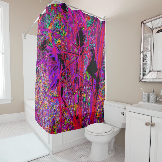 Trippy Abstrakt Rainbow Oriental Lily Blume Duschvorhang (Beispiel)