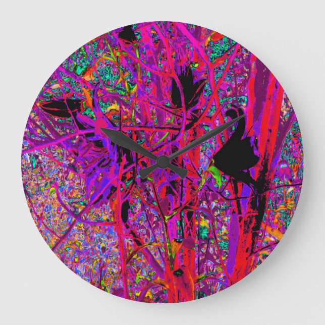 Trippy Abstrakt Rainbow Oriental Lily Blume Große Wanduhr (Vorderseite)