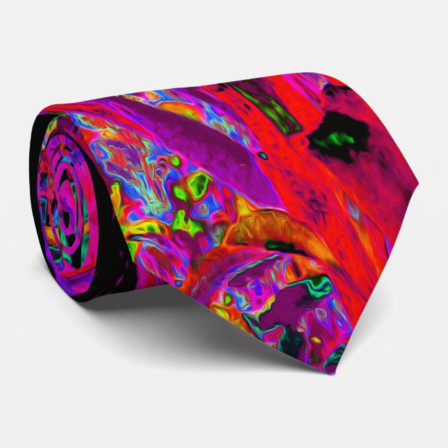 Trippy Abstrakt Rainbow Oriental Lily Blume Krawatte (Gerollt)