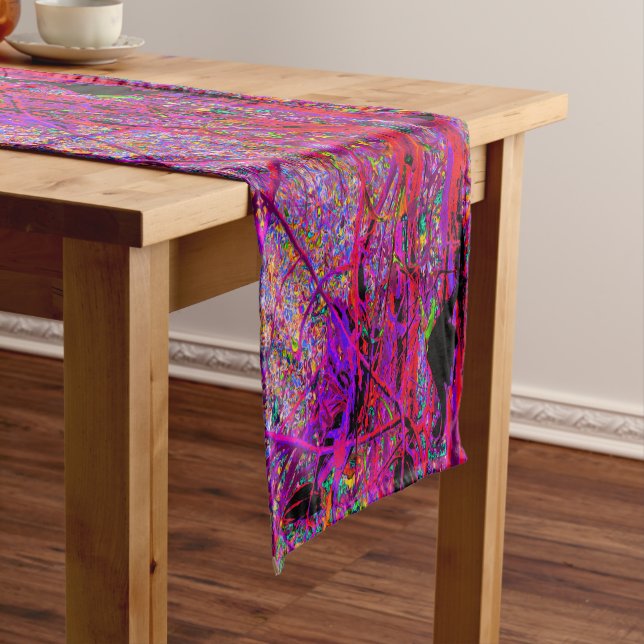Trippy Abstrakt Rainbow Oriental Lily Blume Kurzer Tischläufer (Beispiel)