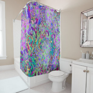 Trippy Abstrakte rosa und violette Blumen Duschvorhang