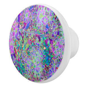 Trippy Abstrakte rosa und violette Blumen Keramikknauf
