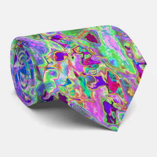 Trippy Abstrakte rosa und violette Blumen Krawatte