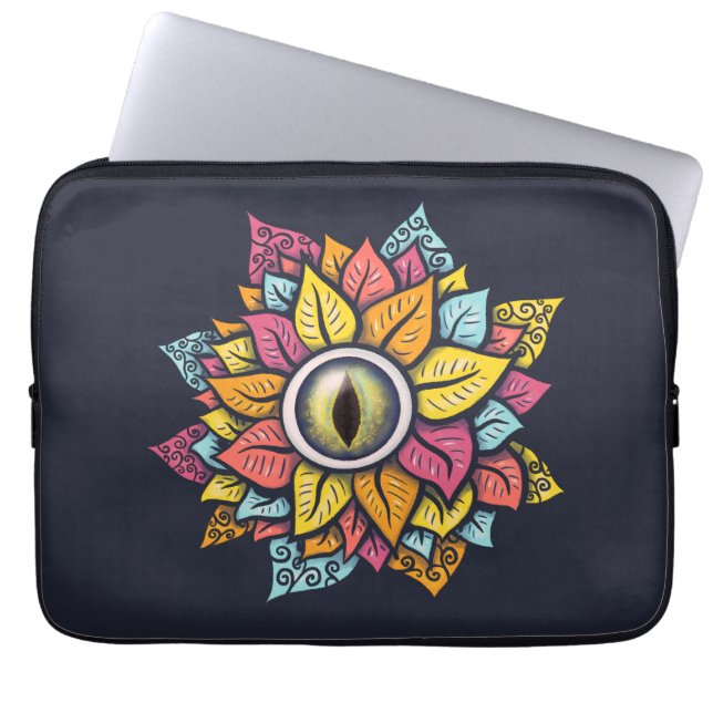 Trippy Art bunt eye Blume Laptopschutzhülle (Vorderseite)