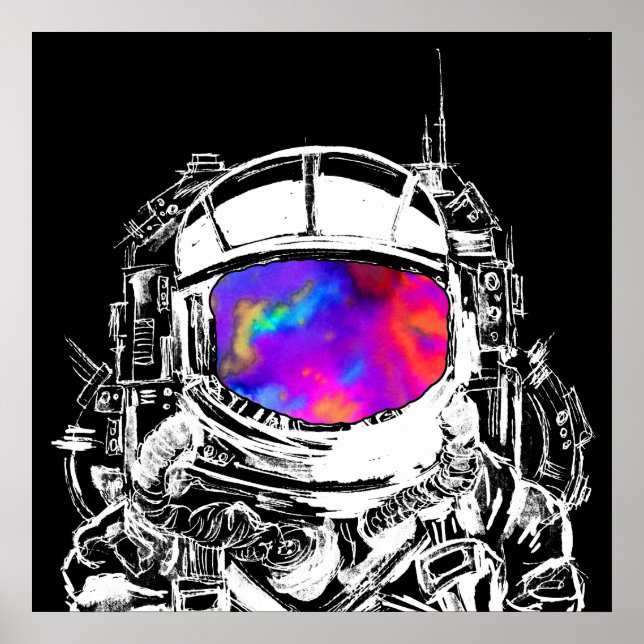 Trippy Astronaut Head Poster (Vorne)