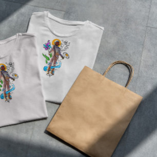 Trippy Astronaut mit Zeichnungen T-Shirt