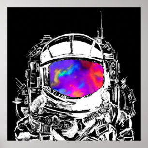Trippy-Astronautenkopf Poster
