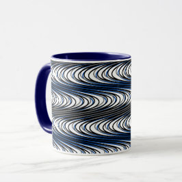 Trippy Black Navy Blue Wavy Strips Abstrakt Cool Tasse