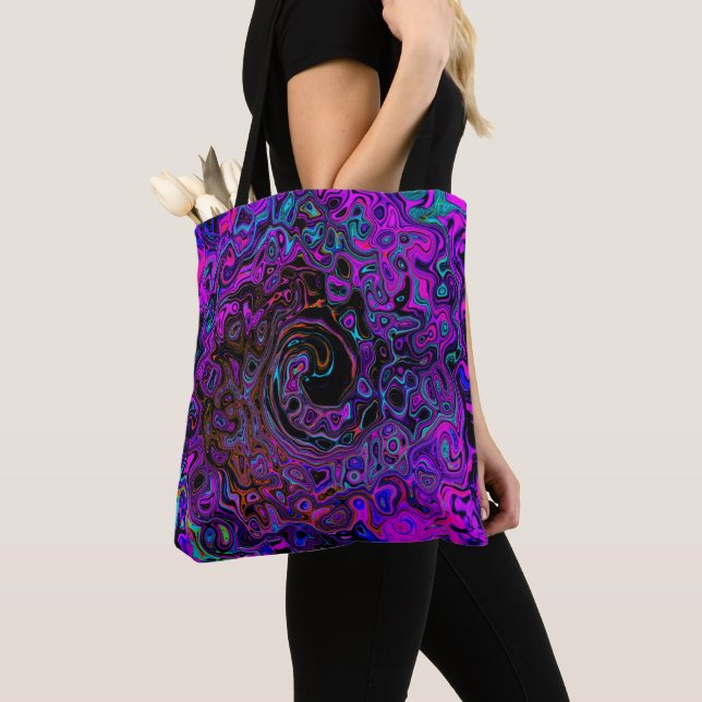 Trippy Black und Magenta Retro Liquid Swirl (Von Nahem)