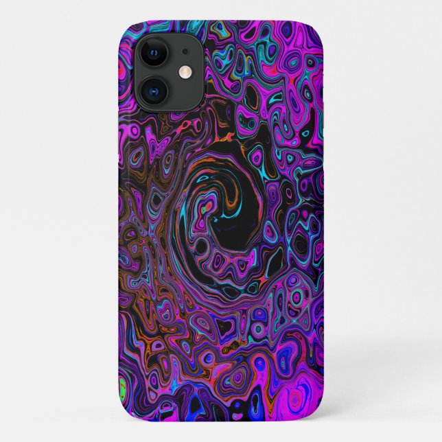 Trippy Black und Magenta Retro Liquid Swirl Case-Mate iPhone Hülle (Rückseite)