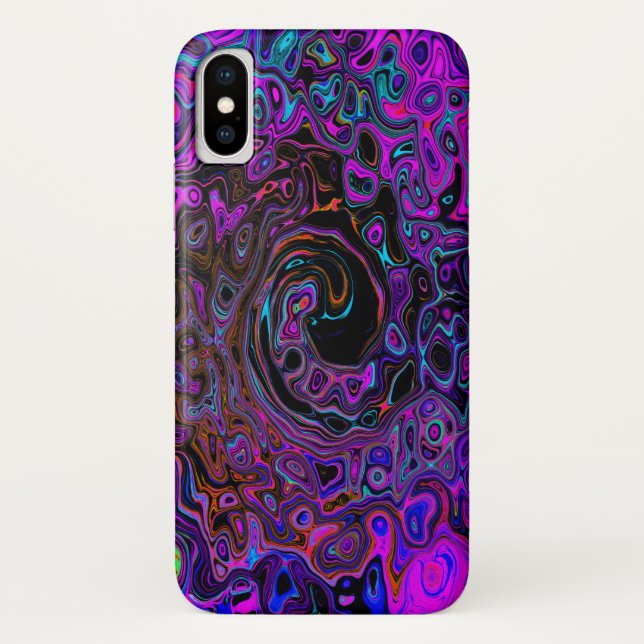 Trippy Black und Magenta Retro Liquid Swirl Case-Mate iPhone Hülle (Rückseite)