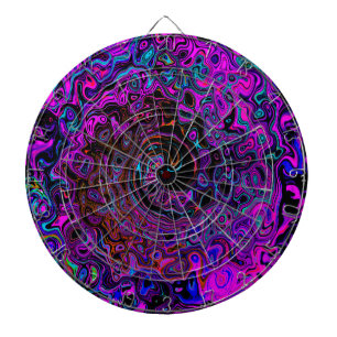 Trippy Black und Magenta Retro Liquid Swirl Dartscheibe