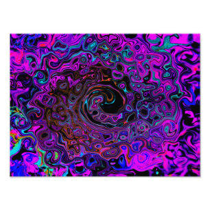 Trippy Black und Magenta Retro Liquid Swirl Fotodruck