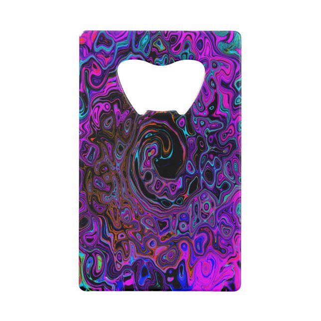 Trippy Black und Magenta Retro Liquid Swirl Geldbeutel Flaschenöffner (Vorderseite)