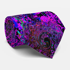 Trippy Black und Magenta Retro Liquid Swirl Krawatte