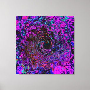 Trippy Black und Magenta Retro Liquid Swirl Leinwanddruck