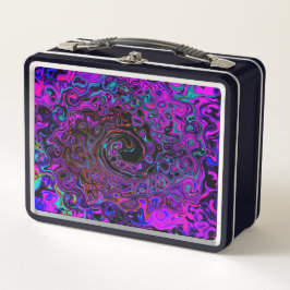 Trippy Black und Magenta Retro Liquid Swirl Metall Brotdose