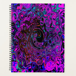 Trippy Black und Magenta Retro Liquid Swirl Planer