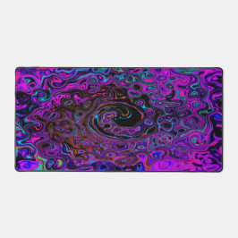 Trippy Black und Magenta Retro Liquid Swirl Schreibtischunterlage