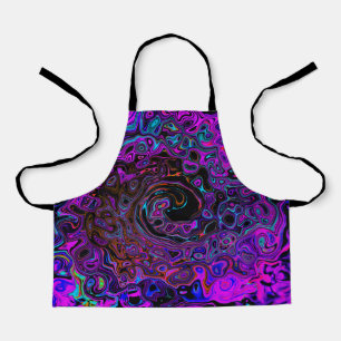 Trippy Black und Magenta Retro Liquid Swirl Schürze