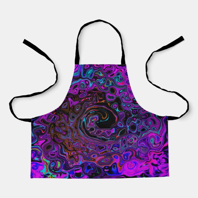 Trippy Black und Magenta Retro Liquid Swirl Schürze (Vorderseite)