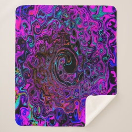 Trippy Black und Magenta Retro Liquid Swirl Sherpadecke