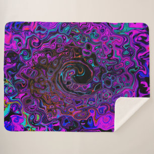 Trippy Black und Magenta Retro Liquid Swirl Sherpadecke