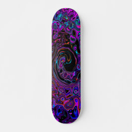 Trippy Black und Magenta Retro Liquid Swirl Skateboard