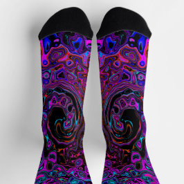 Trippy Black und Magenta Retro Liquid Swirl Socken