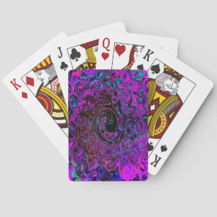 Trippy Black und Magenta Retro Liquid Swirl Spielkarten