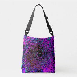 Trippy Black und Magenta Retro Liquid Swirl Tragetaschen Mit Langen Trägern
