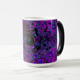 Trippy Black und Magenta Retro Liquid Swirl Verwandlungstasse