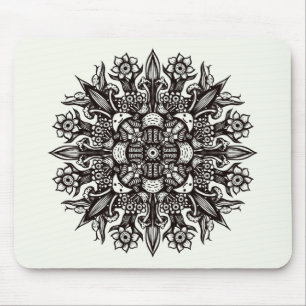 Trippy-Black-White-cool-Psychedelic-Mandala Mousepad