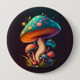 Trippy Blue Amanita Muscaria muscroom 4" Schaltflä Button